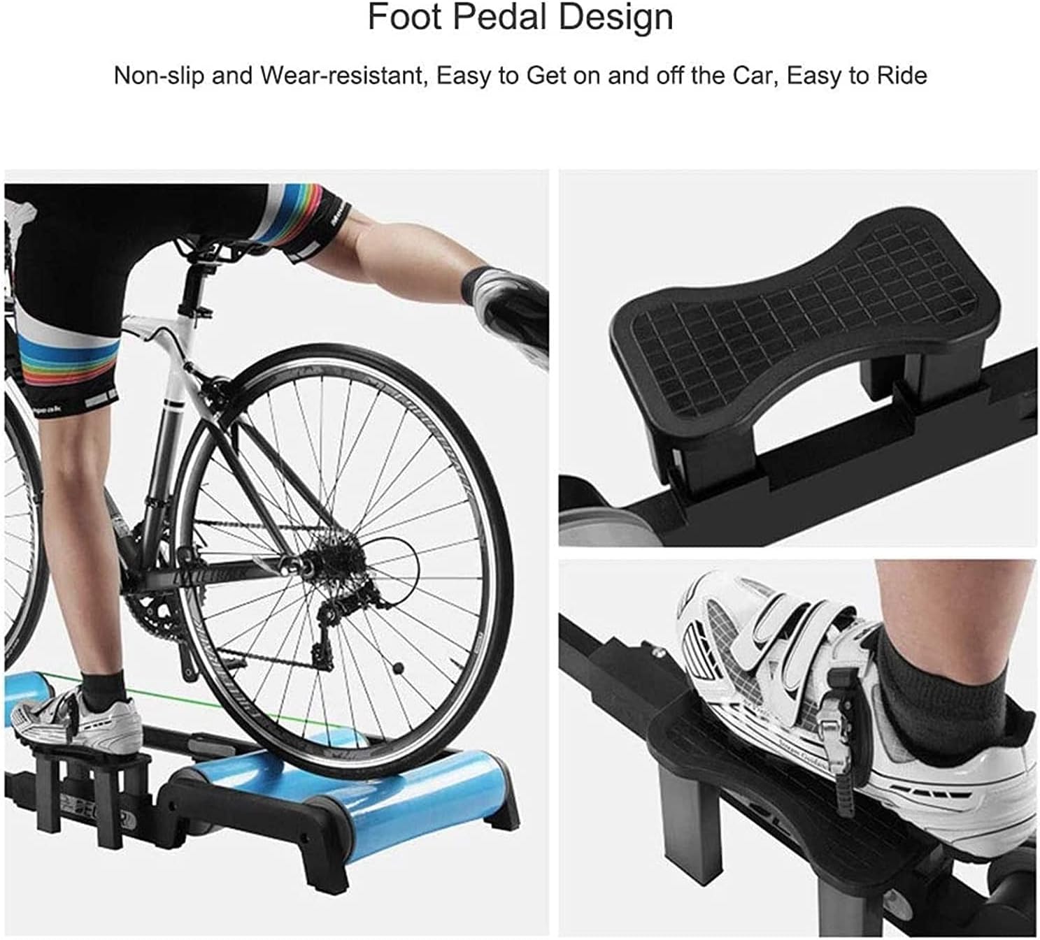 Bike Trainer Stand Bike Rollers Adjustable Bike Trainer Stand Foldable Indoor Cycling Bicycle Roller for Road Bike Exercise (Blue)