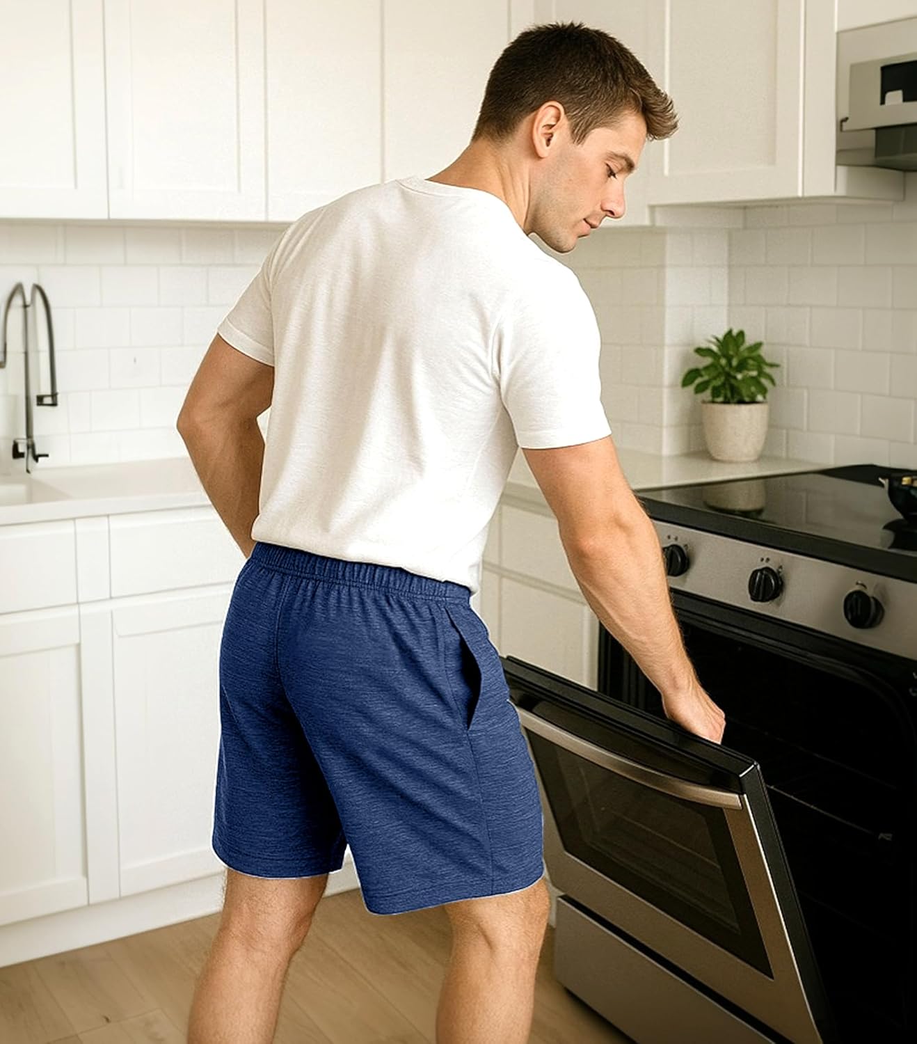 DAVID ARCHY Mens Pajama Shorts Ultra-Soft Cotton Sleep Shorts with Pockets, Breathable & Lightweight Lounge Sleepwear 2 Pack - Image 3