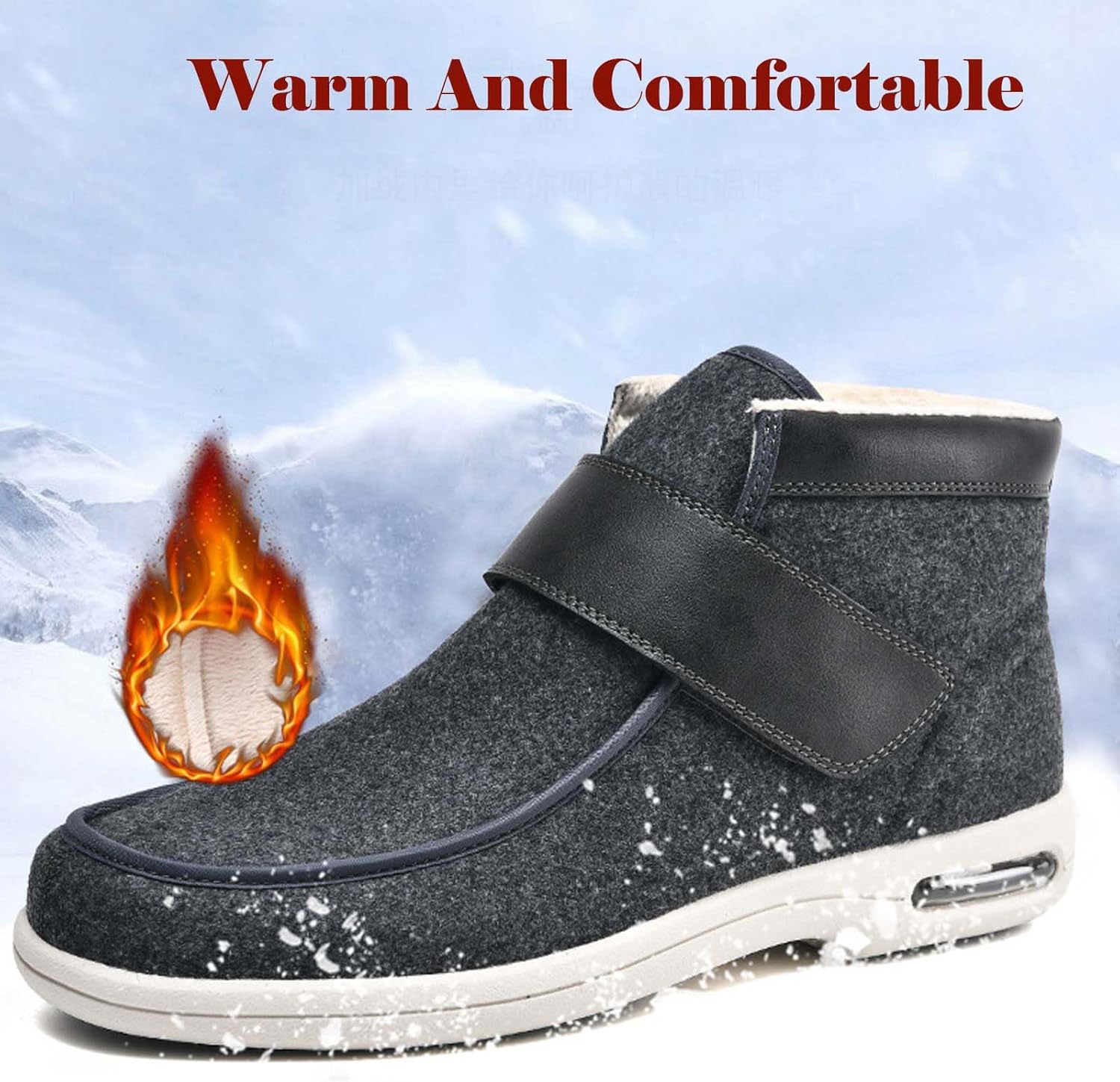 Diabetic Shoes Width Shoe for Elderly Women,Warm Wool Boots Casual Orthopedics Wide Feet Swollen Shoes Thumb Eversion Adjust Diabetic Walking Shoes Men 8/Women 9