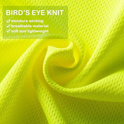 Miniatura 5 de Zhanmai Paquete de 6 camisas de alta visibilidad clase 3 reflectantes de seguridad Hi Vis camisa de manga larga que absorbe la humedad con bolsillo