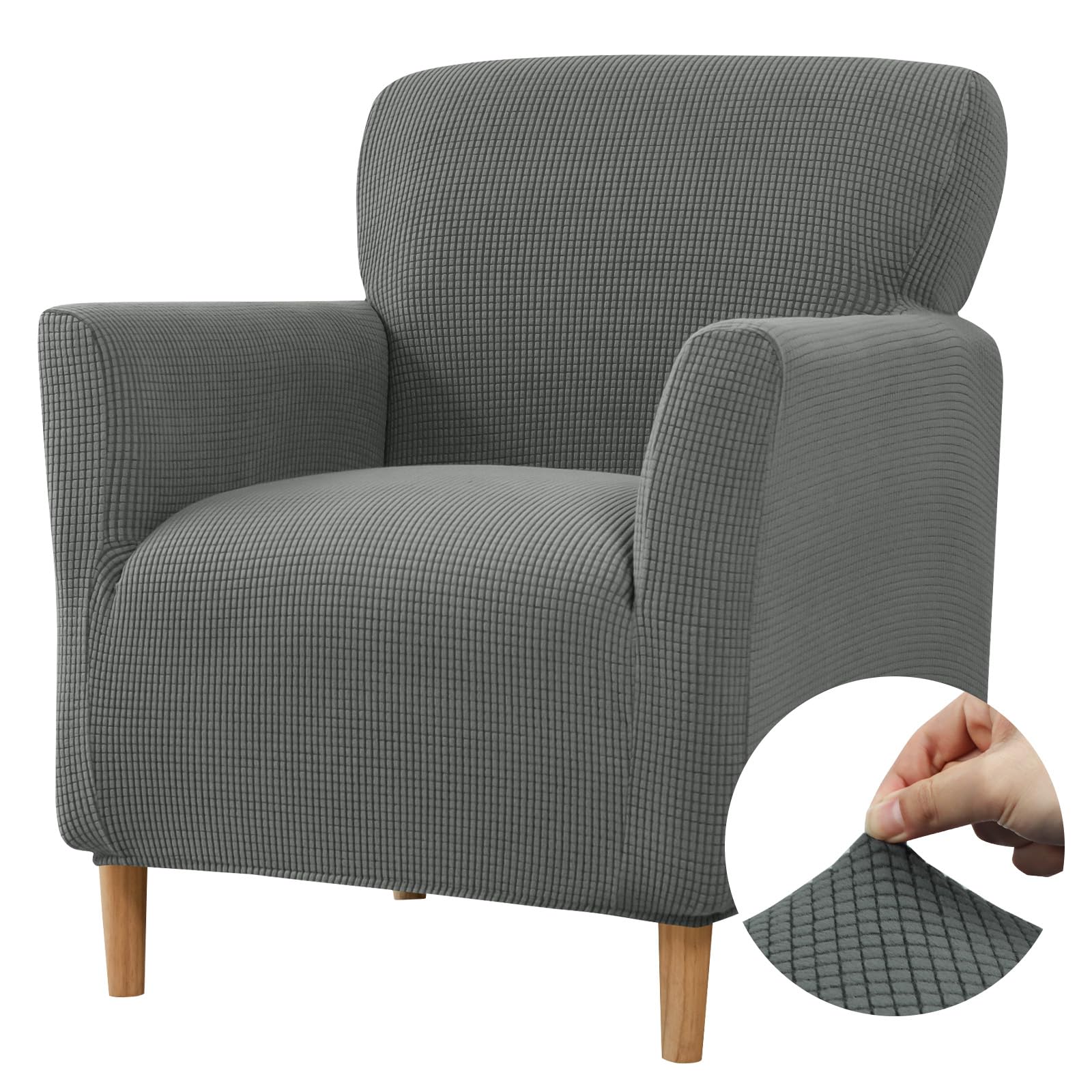 Niuoppy Armchair Covers Banquet Slipcovers, Stretch Arm Chair Covers, Single Armchair Slipcovers Anti-slip, Thicked Armchair Cover for 1 Seat Sofa Armchair Protector (Dark Grey)