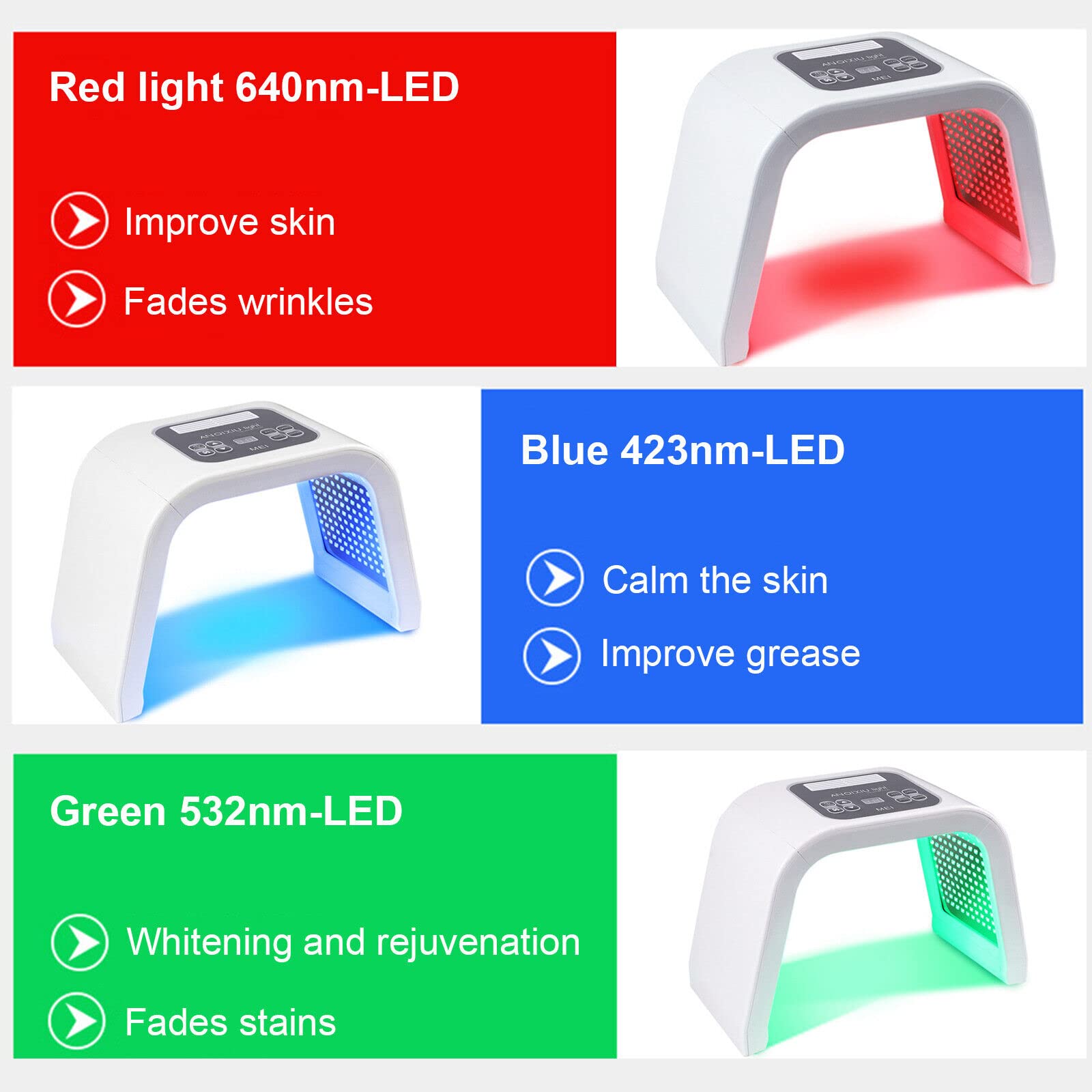 7 kolorów LED lampa kosmetyczna do terapii światłem, maska na twarz, urządzenie do pielęgnacji skóry, poprawia zmarszczki, ujędrnia skórę, narzędzia do terapii fotonowej