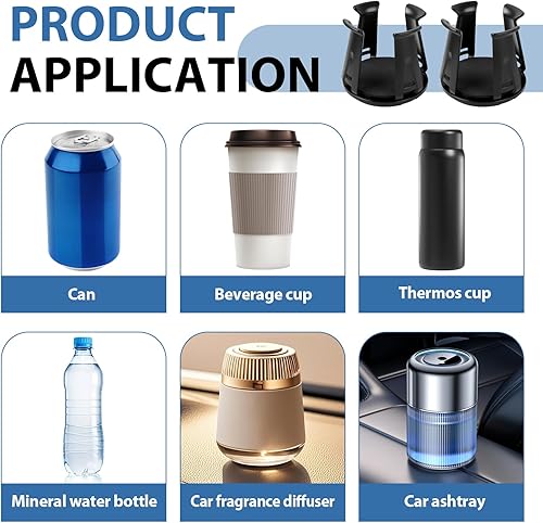 Miniatura 6 de 2 portavasos negros para automóvil, soporte para botella de agua para automóvil, adaptador extensor de portavasos, aplicable para almacenamiento
