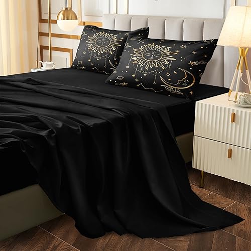 Miniatura 3 de Juego de edredón negro y dorado de 8 piezas para decoración de la Torre Eiffel con juego de sábanas, juego de sábanas para dormitorio de París con