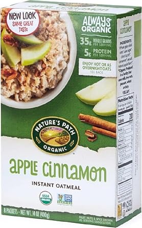 Natures Path Organic Apple Cinnamon Instant Oatmeal, 14 oz Pack of 1