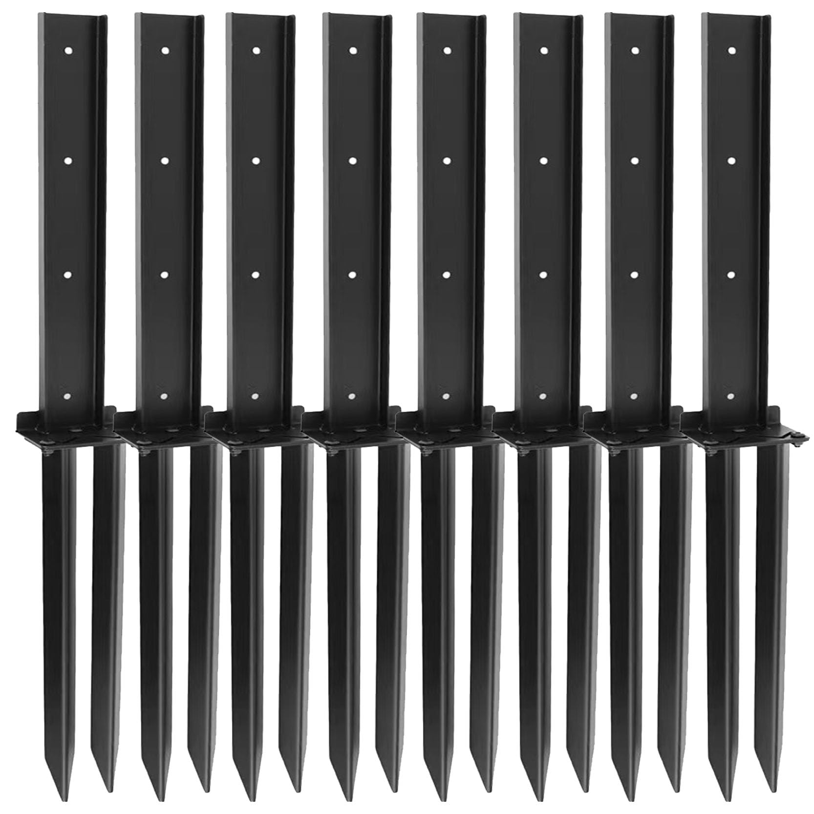 GOUZIBHD Fence Post Repair Kit, Heavy Duty Steel with Two-Pronged Split Version Ground Spike Anchor for Fixing Leaning or Broken Wood Posts No Dig Drive-In Support for Yard Garden Fence(Color:8pack)