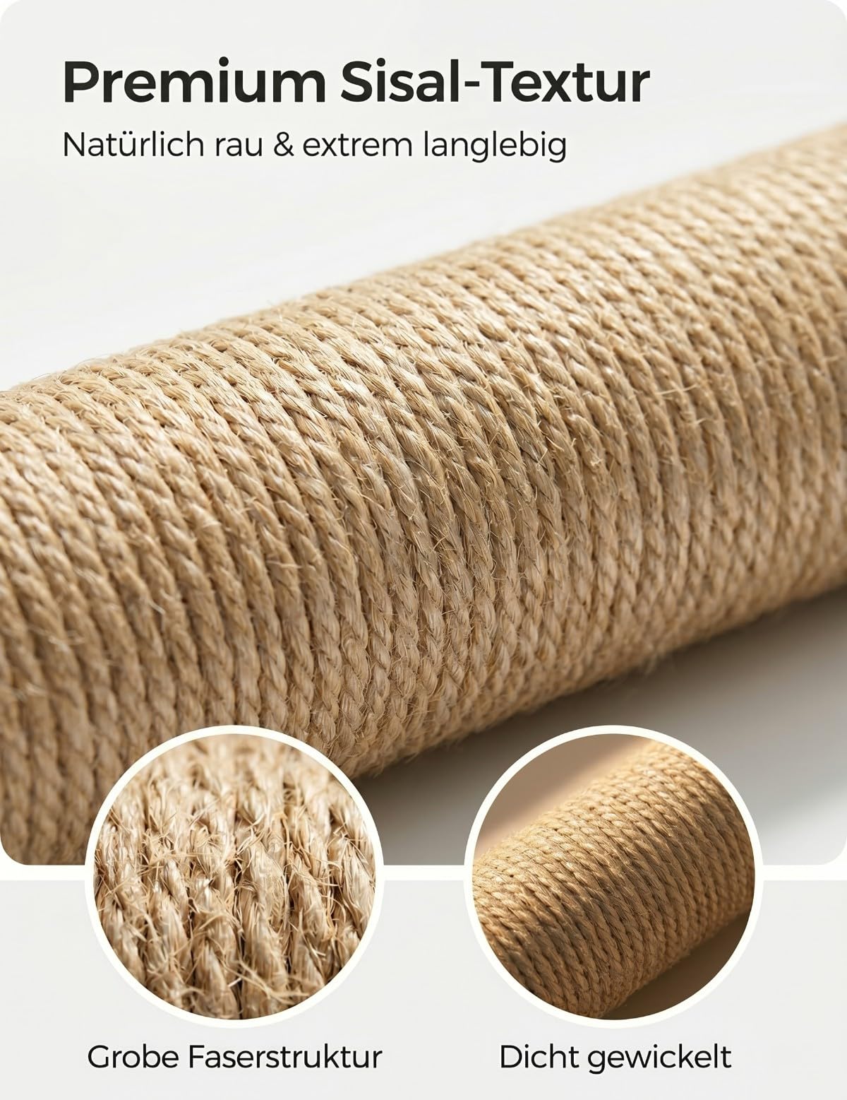 kratzbaum ersatzstamm M8 sisalstamm katzenbaum ersatzteil 2er | Zwei dicke Natursisal-Säulen für Katzenmöbel. Passend für Ø 8cm Zylinder & M8 Schraubgewinde. Robustes sisalseil zum Basteln.