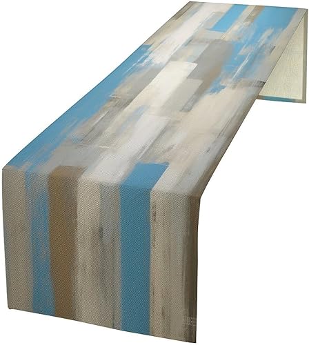 Miniatura 31 de Camino de mesa ondulado retro, abstracto, colorido, arcoíris, ondas, remolinos, lindo, bohemio, estético, para casa de campo, cocina, mesa de