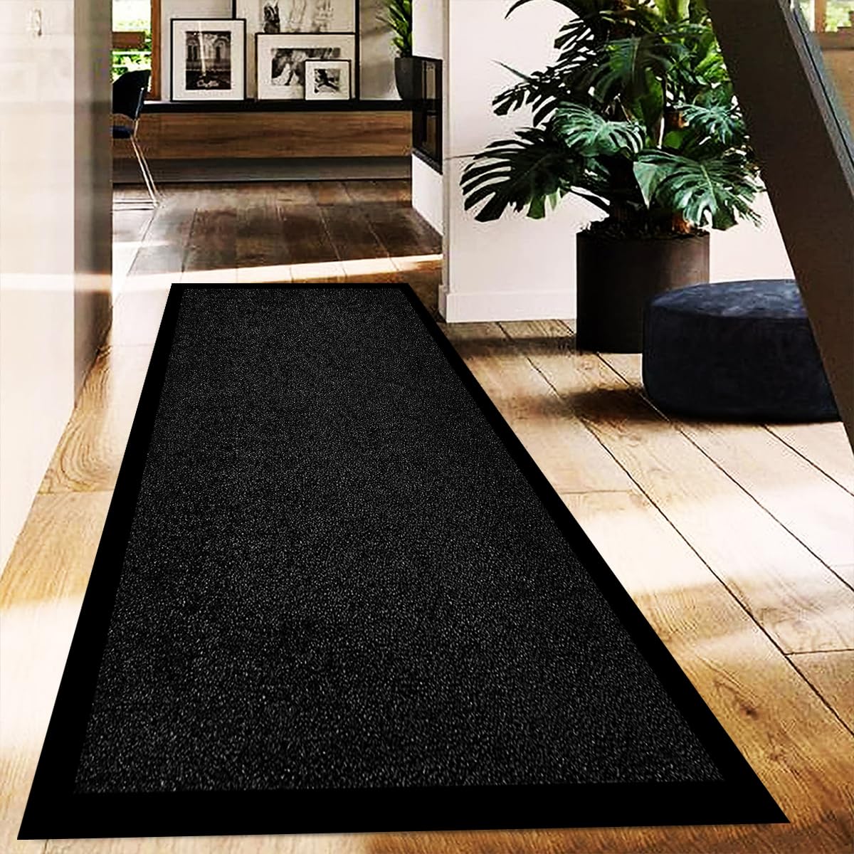 B&B Plain Twist Rubber Runner Rug Outdoor and Indoor Use - Heavy Duty Waterproof PVC Non Slip Backing Dirt Trapper Kitchen Carpet Runner Hallway Hall Entrance Mat (80 x 300 cm, Black) — image 1