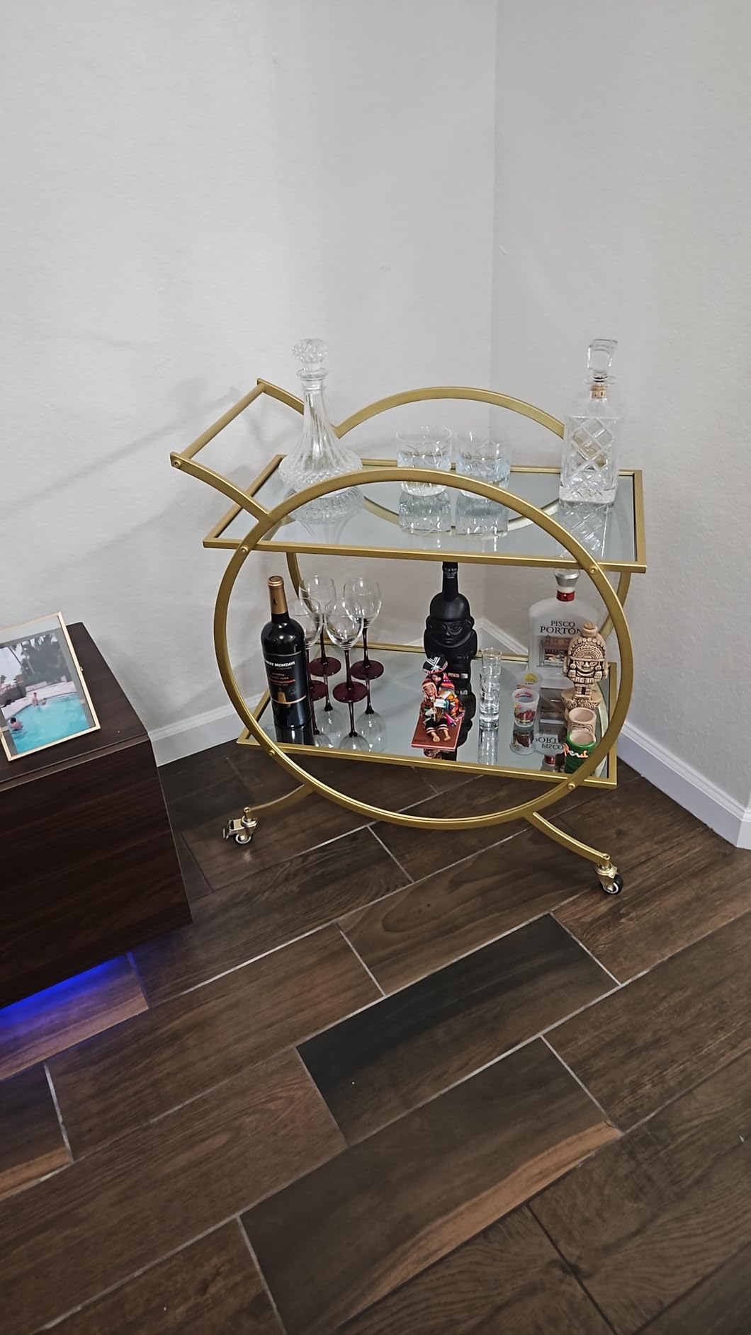 LORMITER Round Bar Cart with unique circular design