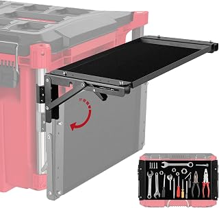 BYERN AUTO Folding Magnetic Side Table Compatible with Milwaukee Packout | Heavy-Duty Magnetic Tool Tray with Rail Clips, Rubber-Coated Surface, No Drilling Installation, Ideal Workbench Accessory
