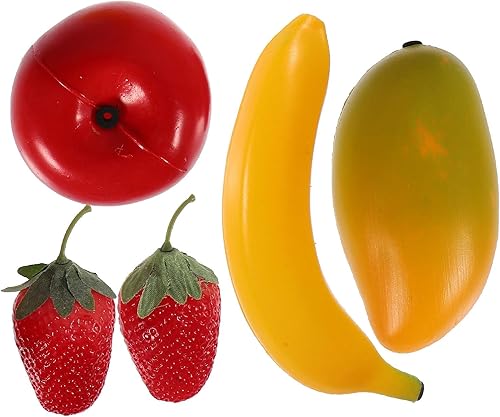 ERINGOGO Noisemaker Toys - Juego de cocteleras de frutas, 5 piezas de plástico de imitación de plátano, mango, fresas, cocteleras de huevos de