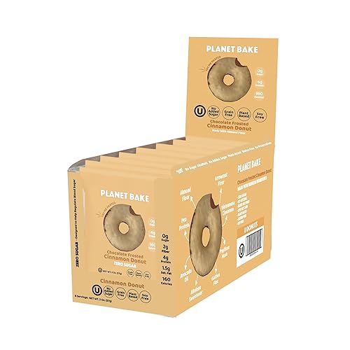 Miniatura 7 de PLANET BAKE Donas veganas, sin gluten, sin azúcar, sin soja, donas húmedas y deliciosas envueltas individualmente para aperitivos saludables sobre