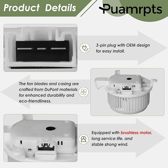Brushless AC Heater Blower Motor - Compatible with Lexus Vehicles - GS350/GS450h 2007-2011, is F 2008-2014, ES350, IS250, IS350-700299, Front