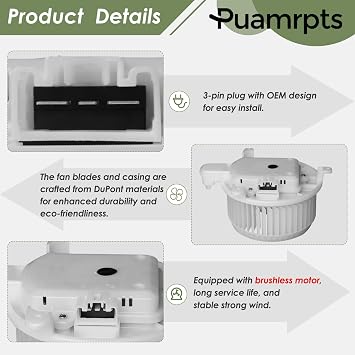 Brushless AC Heater Blower Motor - Compatible with Lexus Vehicles - GS350/GS450h 2007-2011, is F 2008-2014, ES350, IS250, IS350-700299, Front
