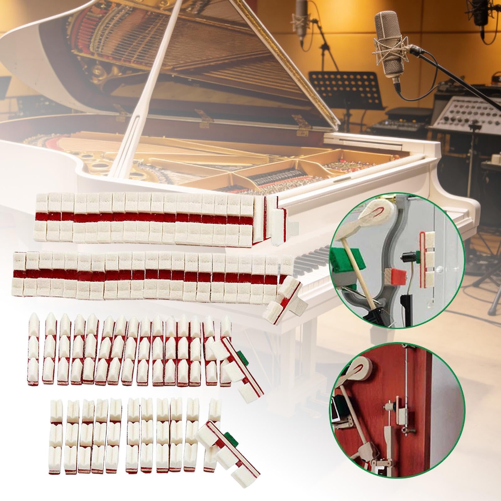 Kit di Riparazione per Pianoforte Verticale Da 72 Pezzi: Teste di Smorzatori di Ricambio, Parti Del Meccanismo, Spessori di Smorzamento E Accessori Ad, 70pcs