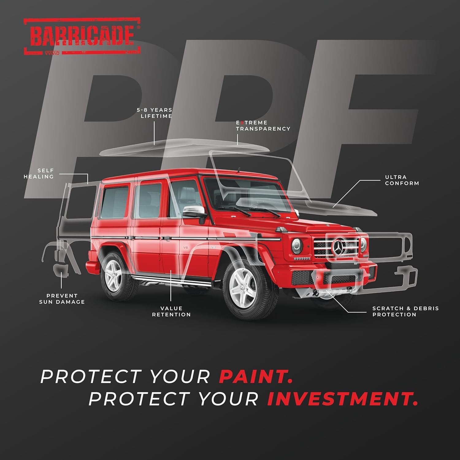 VViViD Barricade Premium Clear Paint Protection Film (1” x 96”)