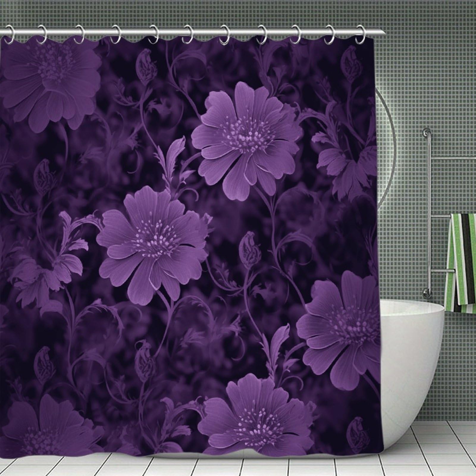 VstaDank Purple Bath Curtain Elegant Heavy Duty Shower Curtains 70x70 in Rustic Farmhouse Cloth Shower Curtains Neutral Modern Bath Curtain for Bathroom