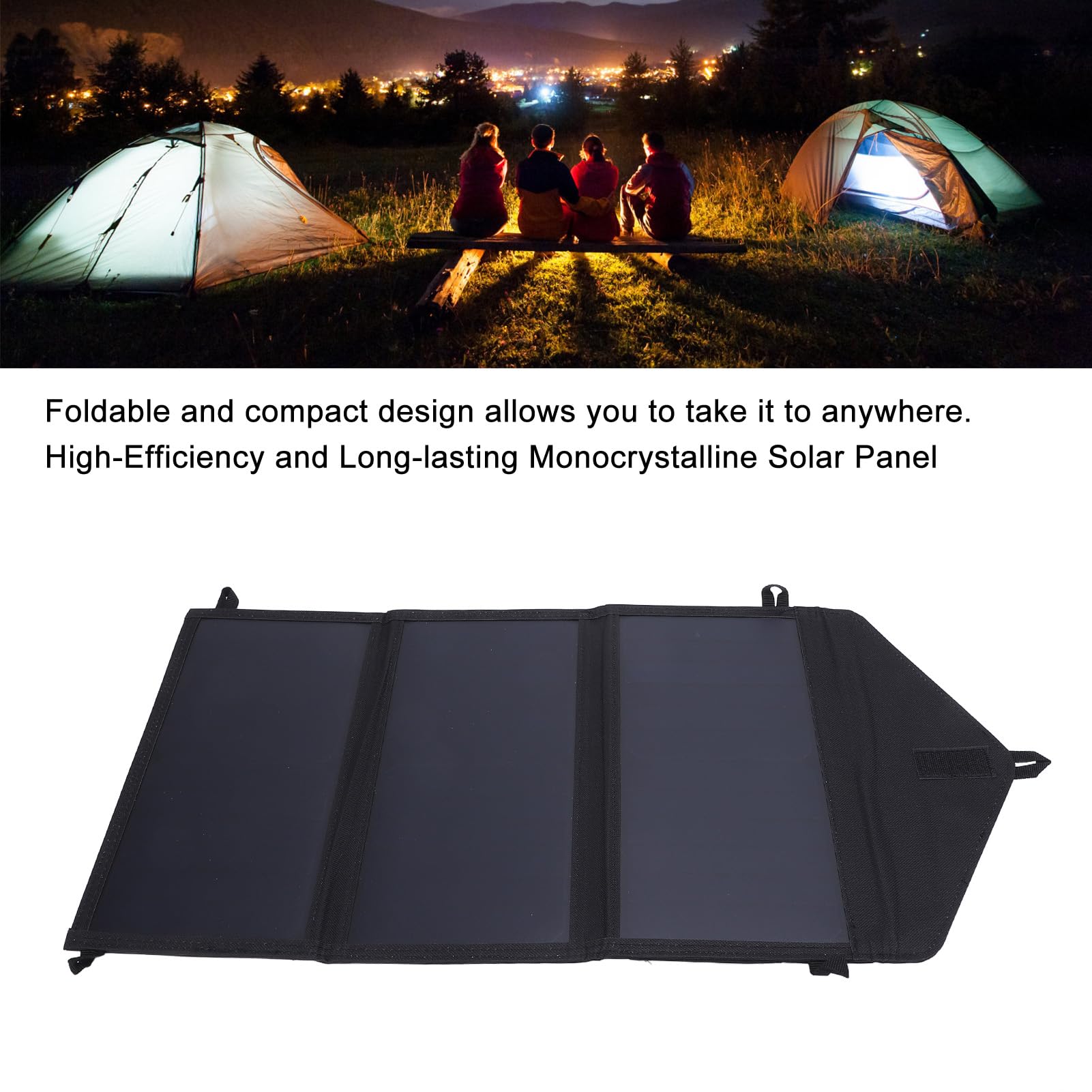 Topiky Caricabatterie da Pannello Solare Pieghevole da 30 W Caricatore Solare Monocristallino Portatile con Uscita USB Tipo C CC PD Ricarica Rapida per Telefono, Tablet, Laptop, Campeggio, Perdita di