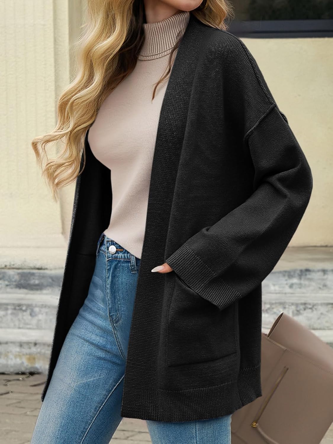 Cicy Bell Womens Oversized Cardigans Long Sleeve Open Front Shawl Sweaters Knit Fall Outerwear with Pockets - Image 6