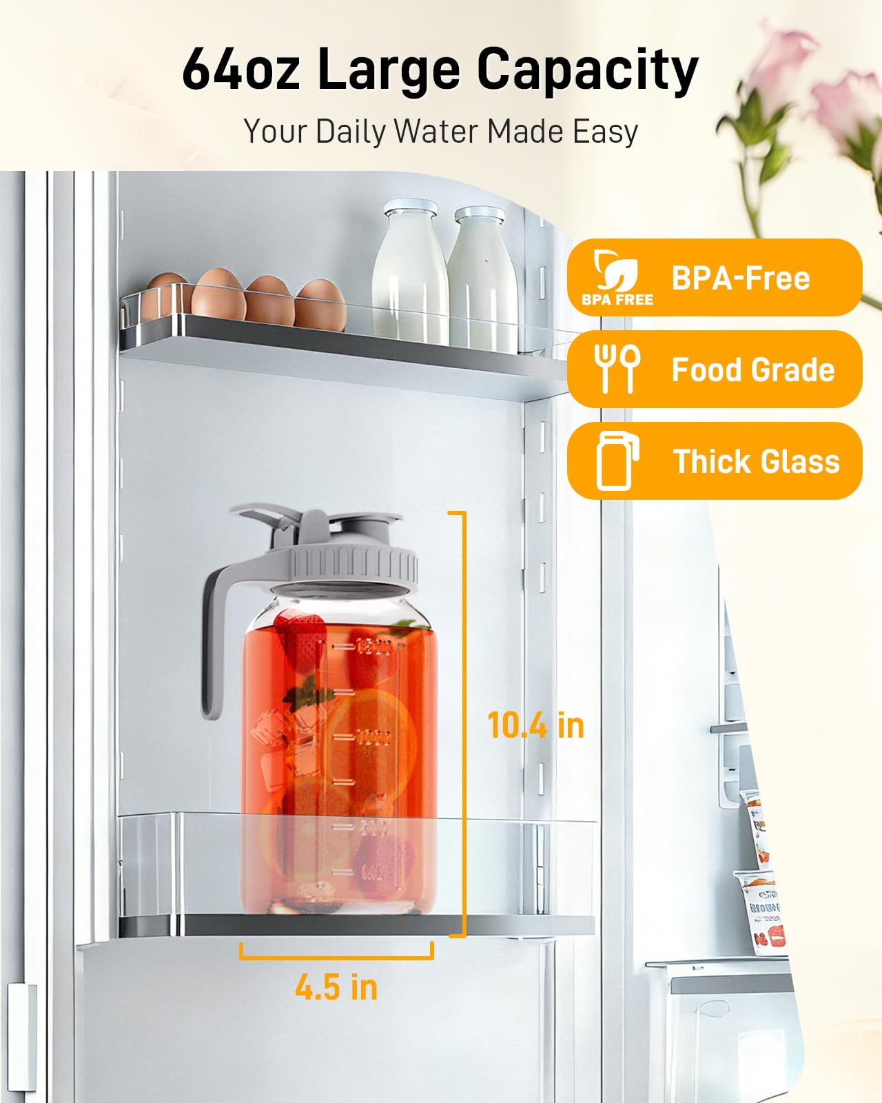 64oz Glass Pitcher - Iced Tea & Sun Tea -2