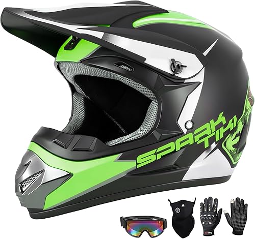 Casco de motocross juvenil, casco de motocicleta ATV, cascos de motocross para exteriores, aprobado por DOT, cascos todoterreno con guantes, gafas,