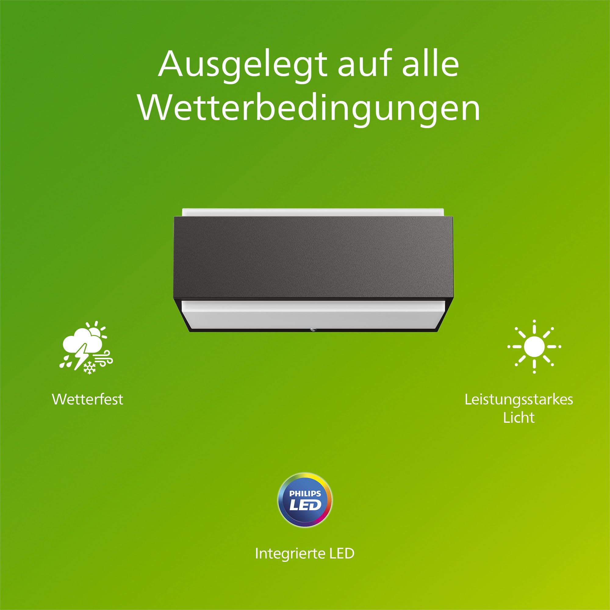 Philips Stratosphere Outdoor-LED-Leuchte, Wandleuchte, Außenbeleuchtung, 9 W, 1.000 lm, 2.700 K Warmweißes Licht, IP44-Wetterfest, Vertikales Licht, Integrierte LED, Aluminium, Anthrazitgrau, 2er-Pack
