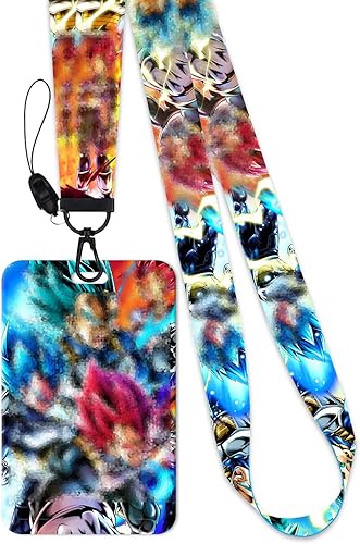 Cordón Vegeta de anime, llavero, soporte para tarjetas de identificación (A)