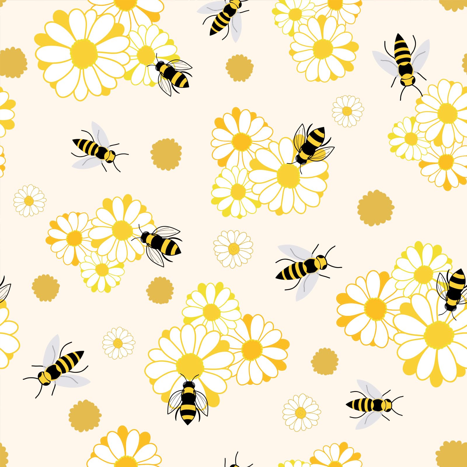 Papier peint autocollant abeilles fleurs rouleau mural 45x300
