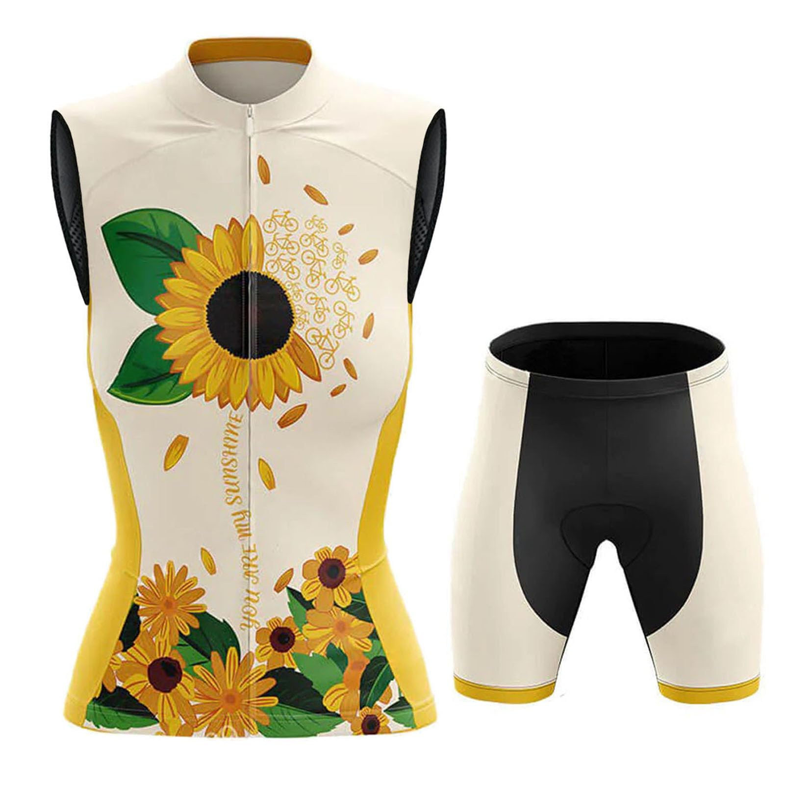 Vêtements Cyclisme Femme Tenue Cycliste sans Manches Été,Maillot de Velo VTT MTB Gilet et Cuissard Shorts avec 19D Coussin Gel,Ensemble Combinaisons de Cycling Sleeveless Respirant Séchage Rapide