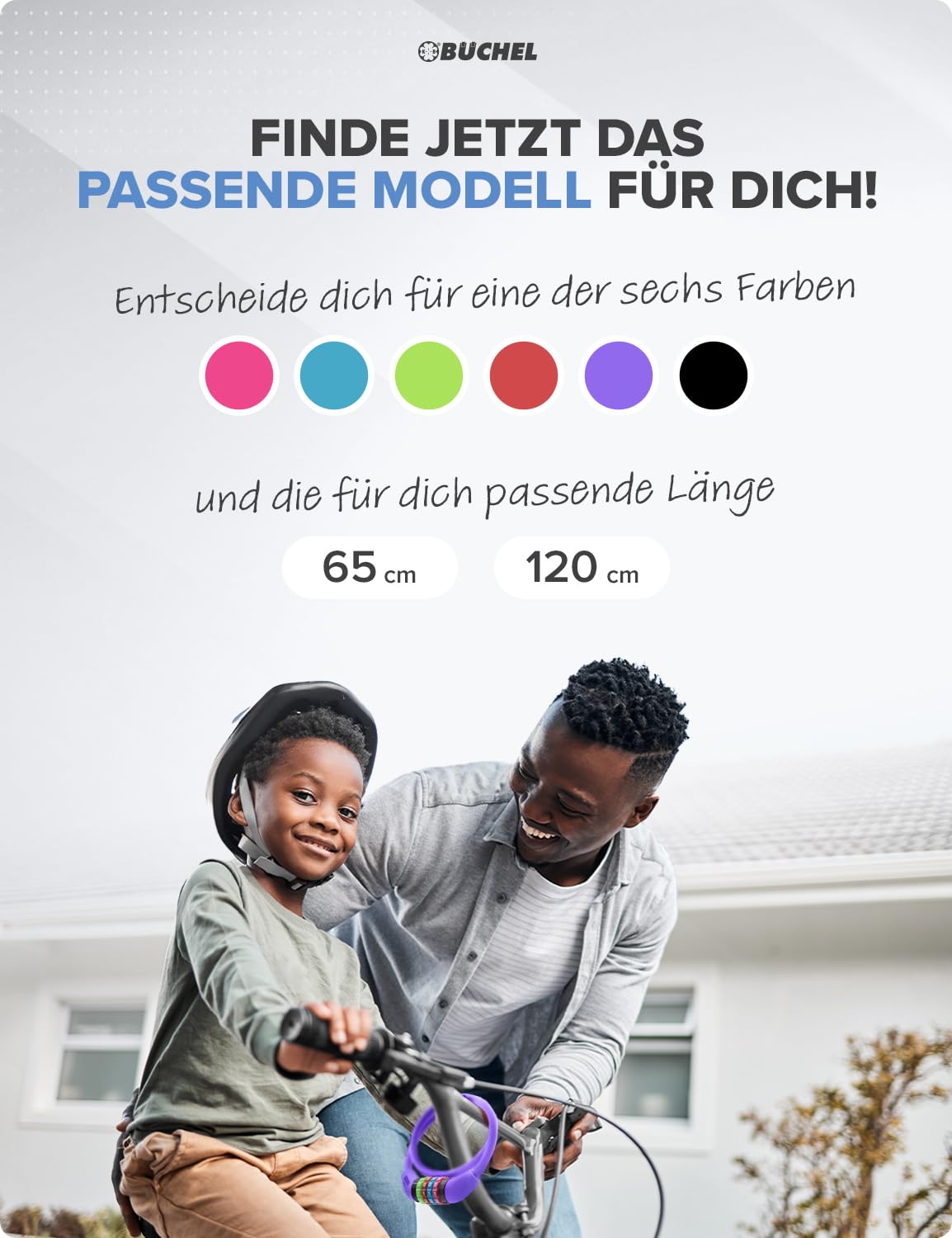 Büchel Antifurto per biciclette per bambini I Colorato e senza chiave I Antifurto per biciclette a combinazione, accessori per biciclette per bambini, antifurto per biciclette per bambini
