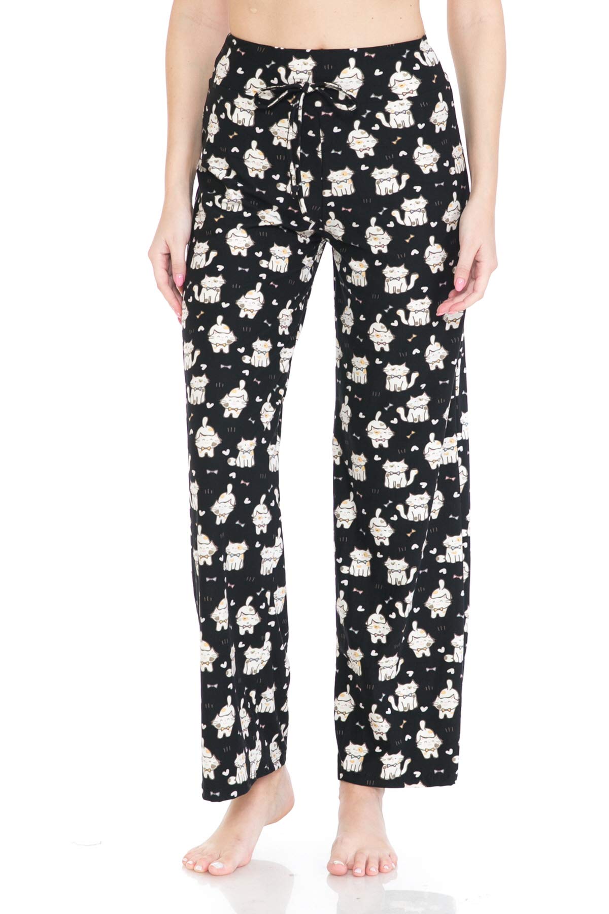 Leggings Depot Women's Wide Leg Drawstring Pajama Pants for Lounge, Sleep