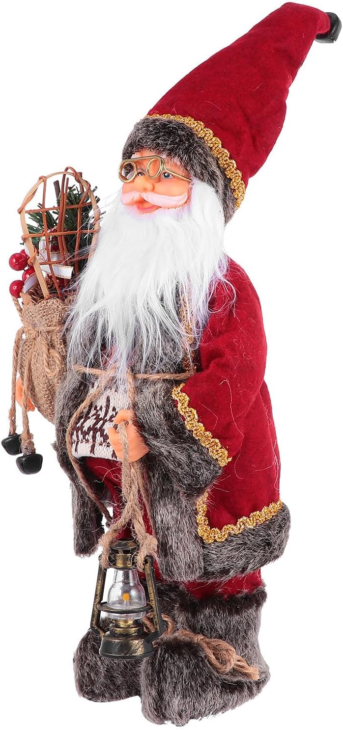 Santa Claus Figurine Christmas Decor, Red Cloth Desktop Ornament Xmas