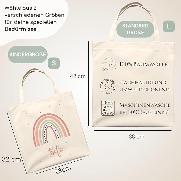 Stoffbeutel Jutebeutel Kindergarten, Wechselkleidung, Jutetasche Hort, Turnbeutel Schule, Sportbeutel Kinder inkl. Textildruck mit Namen nach Wunsch - 4