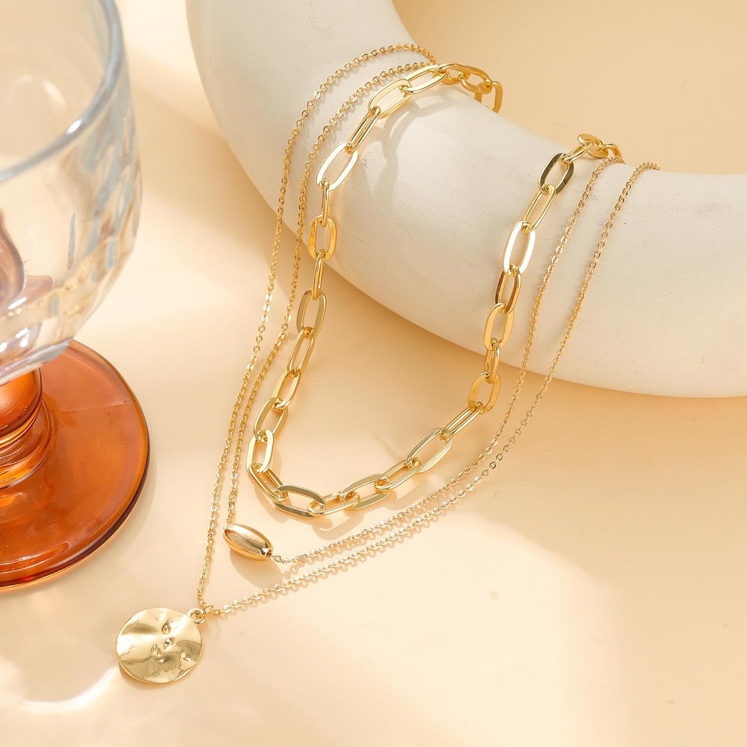 Layered Choker Necklaces for Women - Dainty Necklace 14k Gold Plated Choker Necklace Simple Gold Charm Jewelry For Women - Image 6