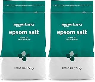 Amazon Basics Epsom Salt Soaking Aid, Eucalyptus Scented, 3 Pound (Pack of 2)