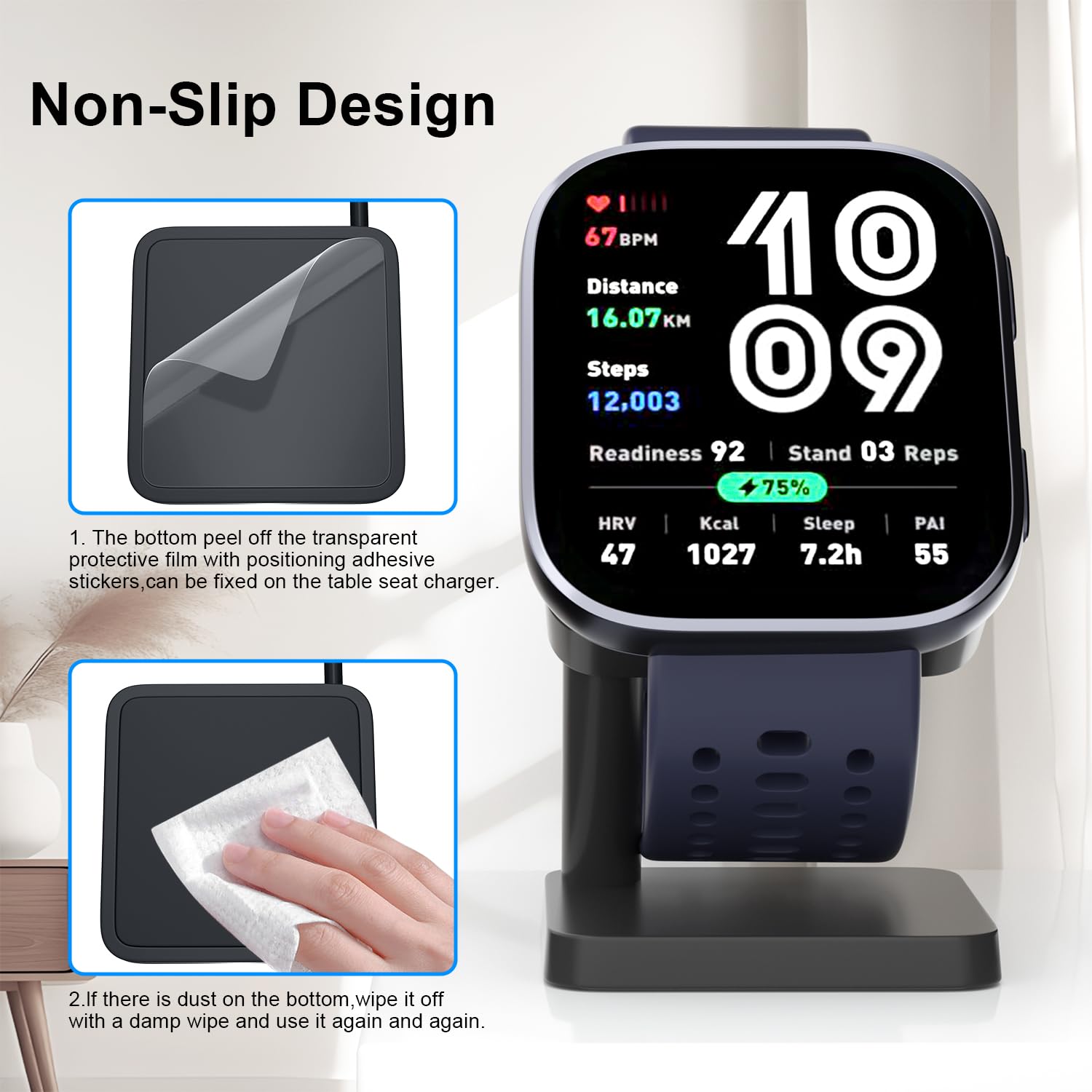Charging Station for Amazfit Bip 6/Active 2, Replacement Smart Watch Charger 3.3Ft USB Magnetic Charger Stand
