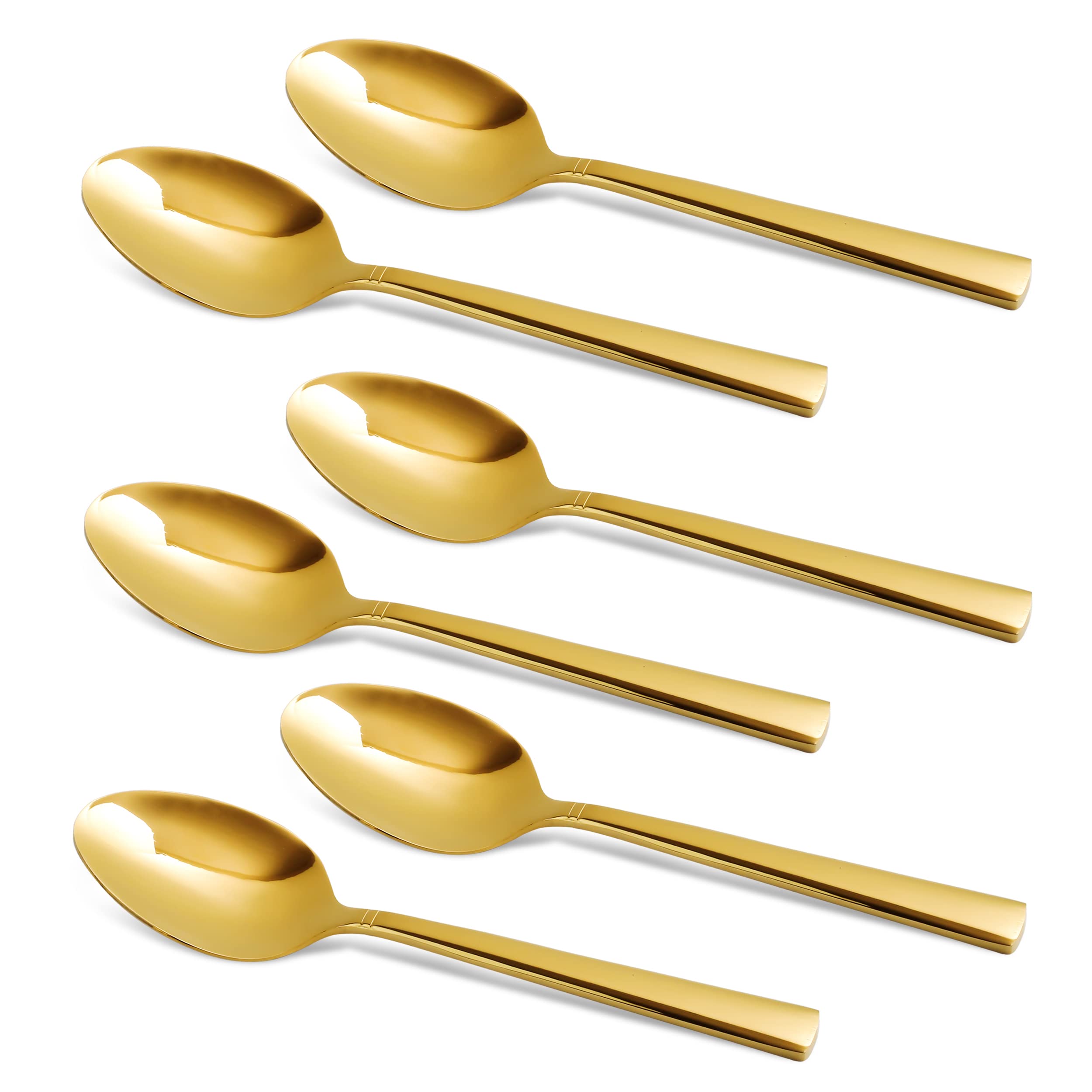 CAMRI Gold Dinner Spoons Set of 6, Stainless Steel Table Spoons, Spoon with Gold Mirror Finish,18cm / 7 in (C37 G - 6 Pcs)