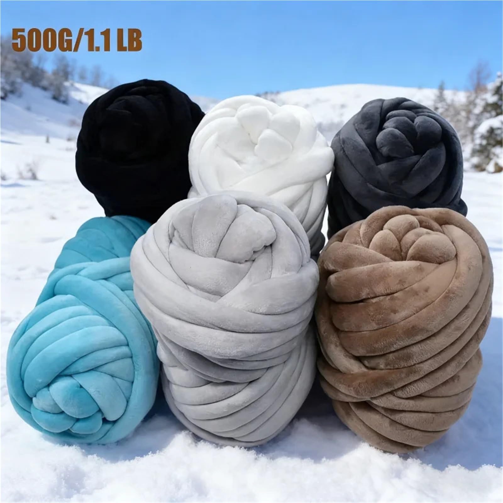 Filato spesso 500G Super Velluto Grosso Filato Spesso Ingombrante Filo Gigante Borsa Bianca for Maglieria A Mano Braccio Fai Da Te Morbido Grande Coperta Tappeto Per il fai da te(500g Sapphire blue)