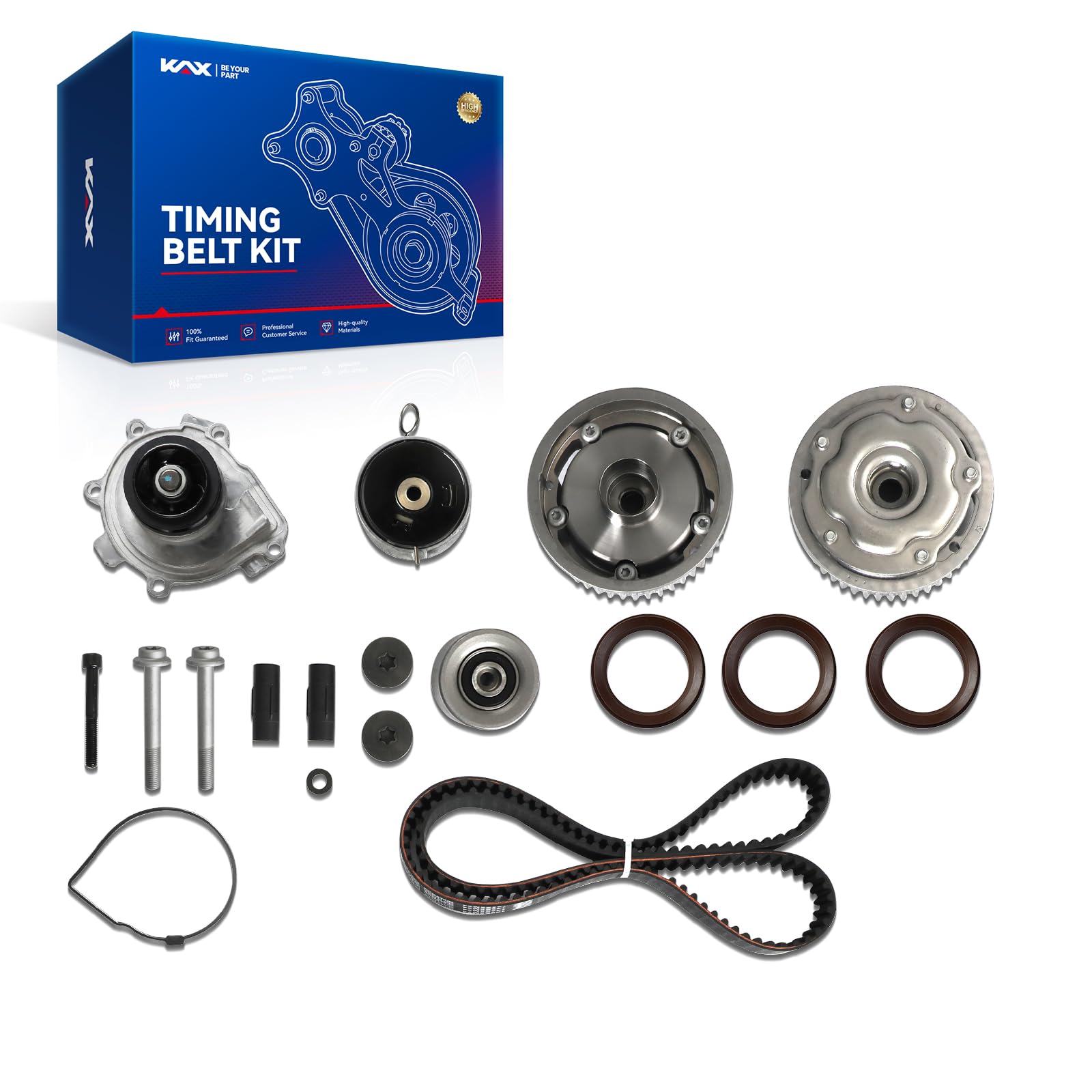 KAX Timing Belt Kit with Water Pump Compatible with Chevy Cruze 2011-2015, Sonic 2012-2018 1.8L, Cruze Limited 2016 1.8L, Aveo 2010-2011, Aveo5 2010-2011, OE# K015603XS, TCK338, 2523380, 918-776-image-46