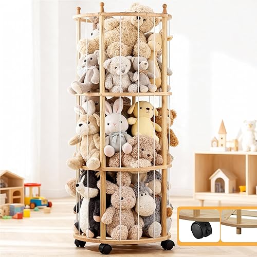 Almacenamiento de Zoológico de Animales de Peluche Extra Grande Soporte de Madera para Animales de Peluche Organizador de Juguetes Suaves Jaula de