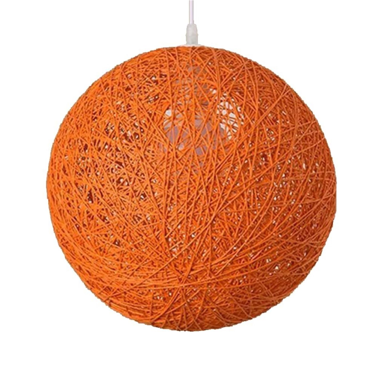 KHUKHU Hemp Thread Circular Light Fixture Modern Hand-Woven Light Fixtures American Style Countryside Bamboo Woven Chandelier for Kitchen Dining Room Bedroom(Orange,35cm)