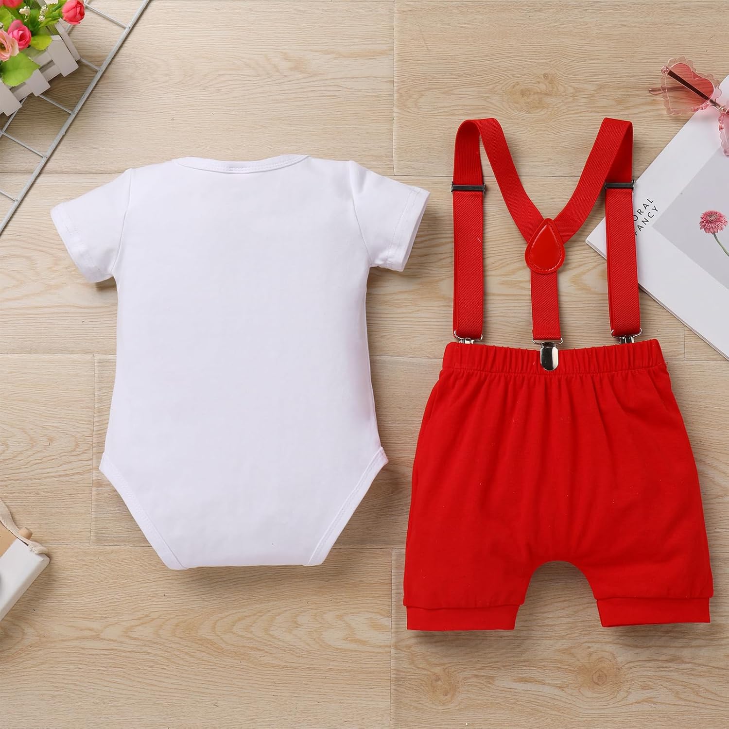 IBTOM CASTLE Circus Carnival First Birthday Outfit Boy Clown Short Sleeve Romper Bodysuit Shorts Crown Headband Clothes Set - Image 5