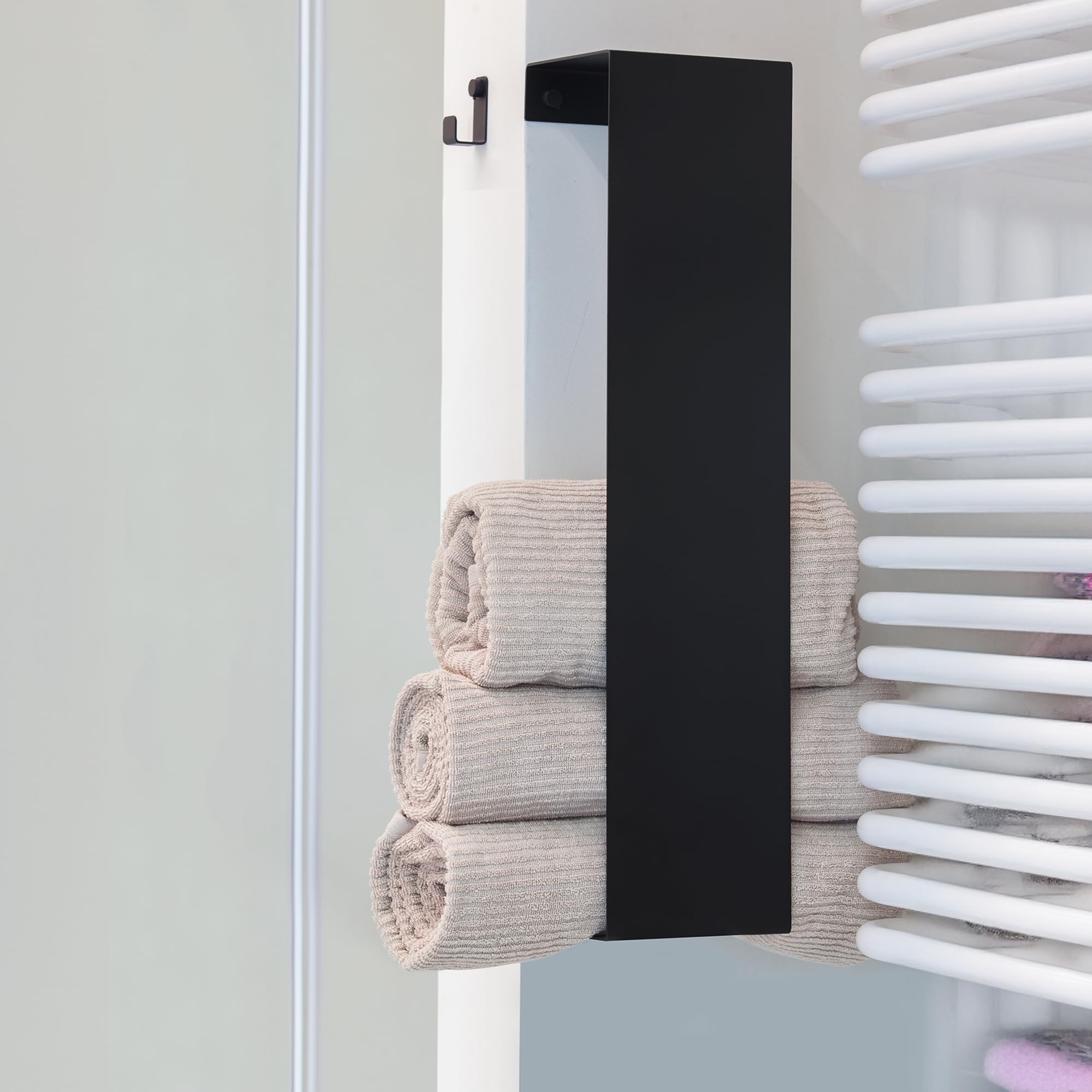 DABSTORY Handtuchhalter 60CM Gästehandtuchhalter Edelstahl Handtuchstange Wandmontage für Badezimmer und Küche Zubehör Aufbewahrung Bad Wand Montage Schwarz
