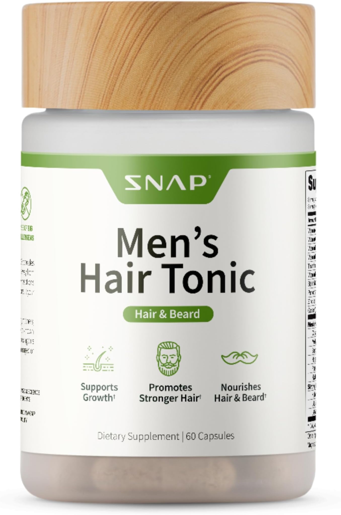 Hair Growth Supplement - Promotes Hair Regrowth, Stops Hair Loss & Boosts Beard Growth with Biotin, Kelp, Bamboo & More for Skin, Nails & Hair (60 Capsules)