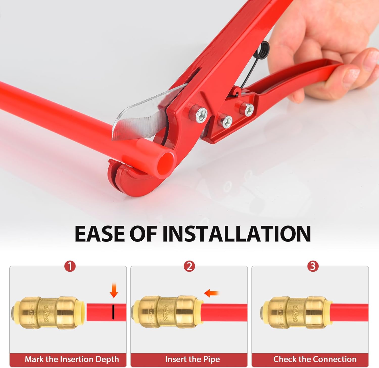 (Pack of 25) EFIELD 1/2 Inch Straight Coupling Push-Fit Fittings to Connect Pex, Copper, CPVC Tube with a Disconnect Tool,(PF003-25PCS)