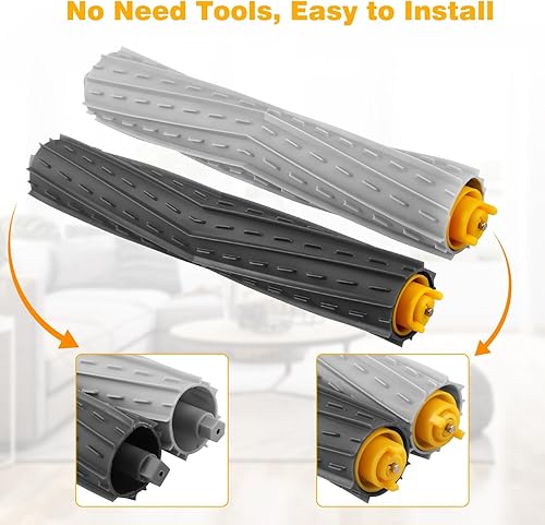 Miniatura 4 de Juego de 4 cepillos de goma multisuperficie compatibles con iRobot Roomba 800 Series 850 860 861 864 866 870 871 880 890 y 900 Series 960 961 964