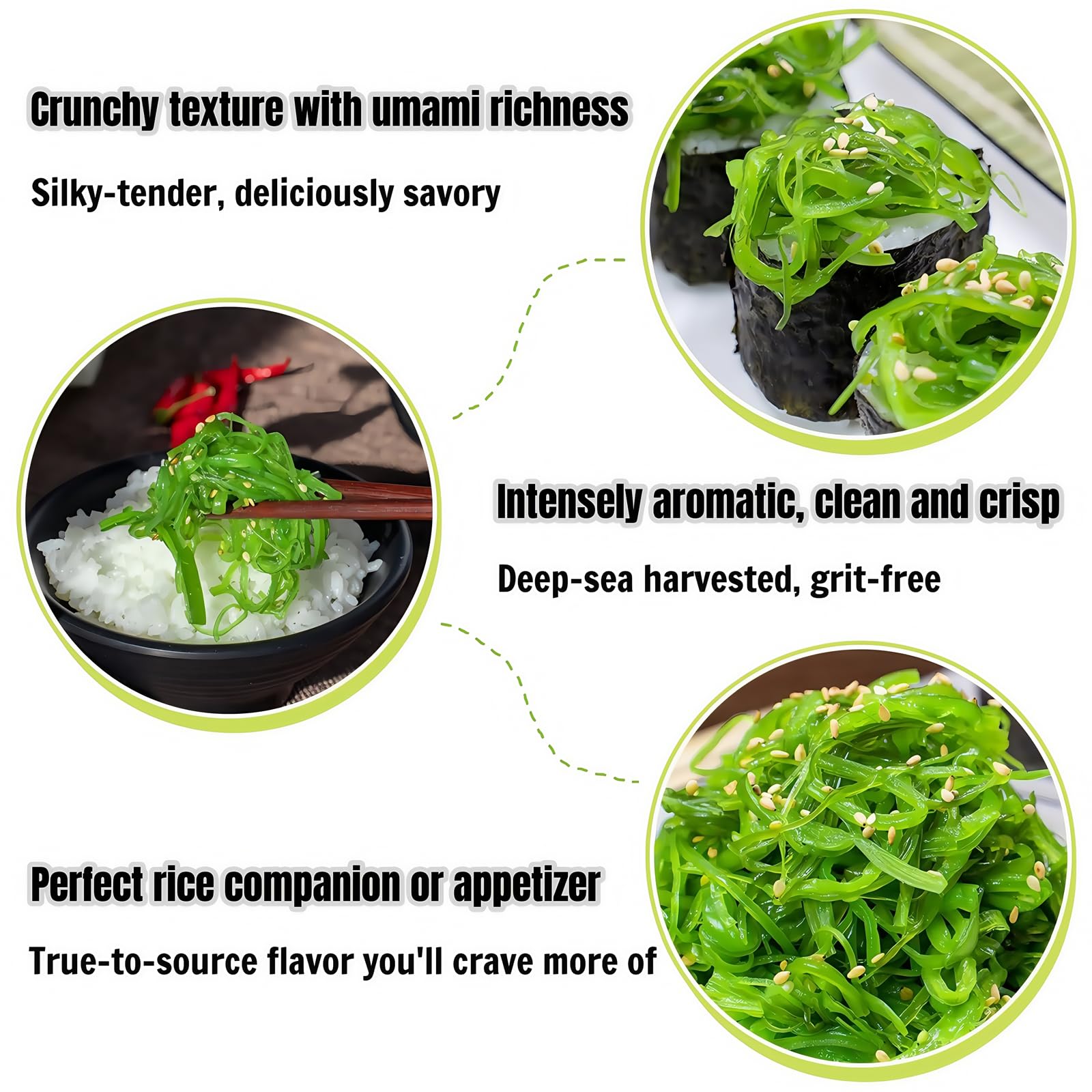 Instant algues hachées (350 g x 1 paquet), idéal pour la soupe miso, les salades, les sushis et le ramen, remplacement de repas immédiat, kimchi, délicieux cadeau de snack parfait