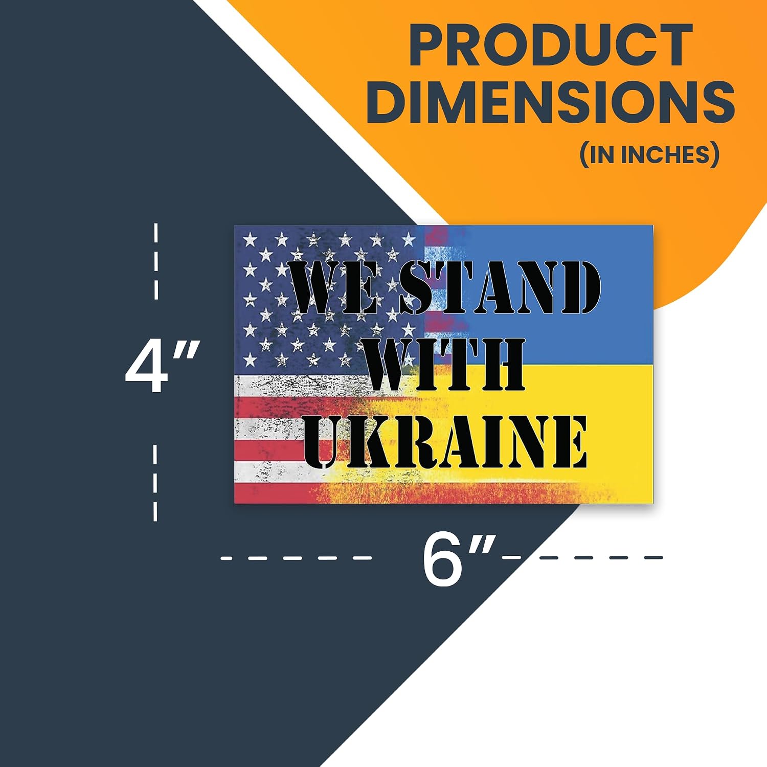 Magnet Me Up We Stand with Ukraine Ukrainian American Distressed Blended Flag Magnet Decal, 4x6 inches, Heavy Duty Automotive Magnet for Car Truck SUV image 2