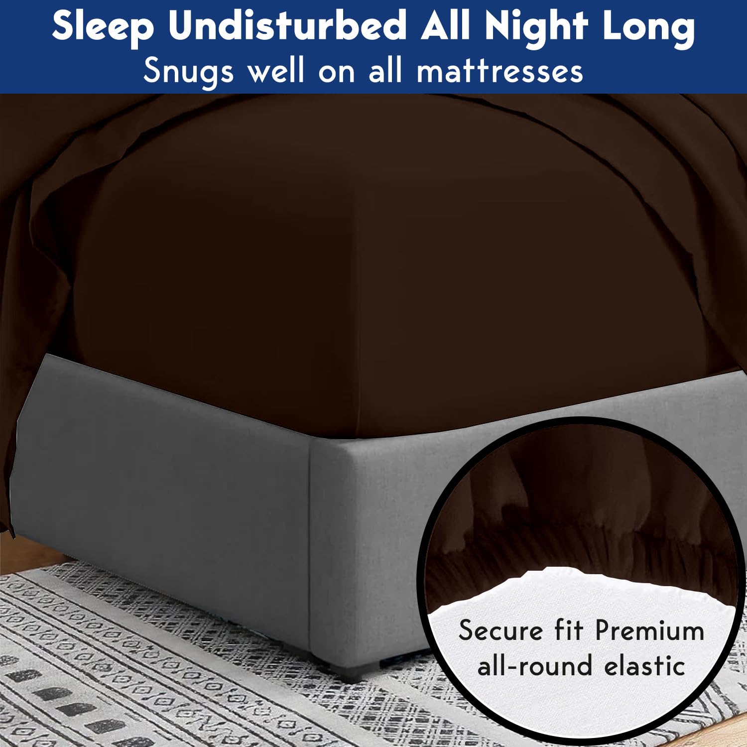 SKY BEDDINGS Twin XL Fitted Sheet Only - Premium 1800 Brushed Microfiber Fitted Bottom Sheet, Ultra-Soft, Hotel Luxury, Wrinkle-Free, 15-Inch Deep Pocket Fitted Sheet (Twin XL, Chocolate) 2